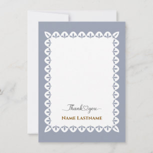 Elegant Blue Fleur-de-Lis Personalized Thank You Note Card