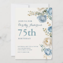 Elegant Blue Floral 70th BIrthday Party