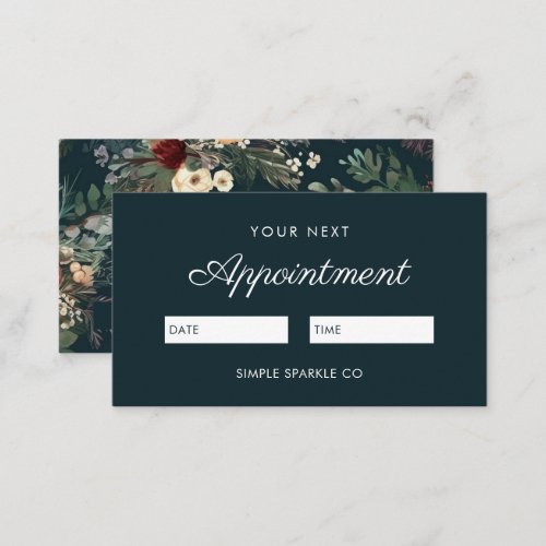 Elegant Blue Floral Appointment Reminder Card