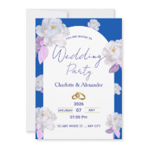 Elegant Blue Floral Arch Wedding Invitation