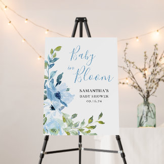 Elegant Blue Floral Baby In Bloom Shower  Foam Board