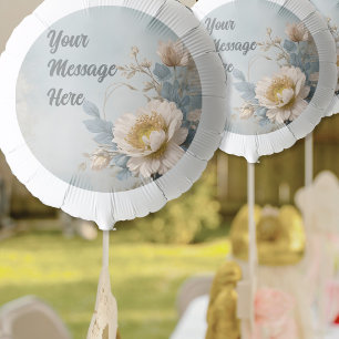 Elegant Blue Floral Birthday Party  Balloon