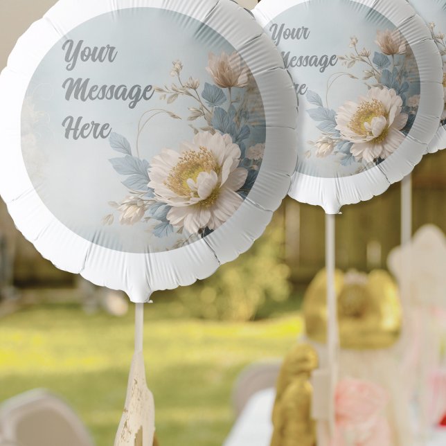 Elegant Blue Floral Birthday Party  Balloon (Creator Uploaded)