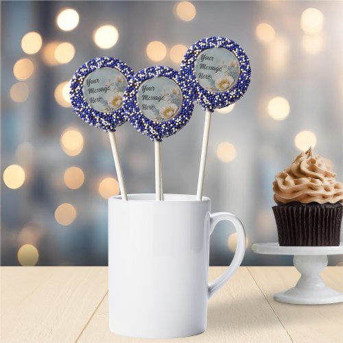 Elegant Blue Floral Birthday Party  Chocolate Covered Oreo Pop