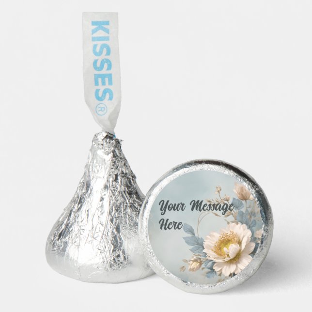 Elegant Blue Floral Birthday Party  Hershey®'s Kisses® (Front)