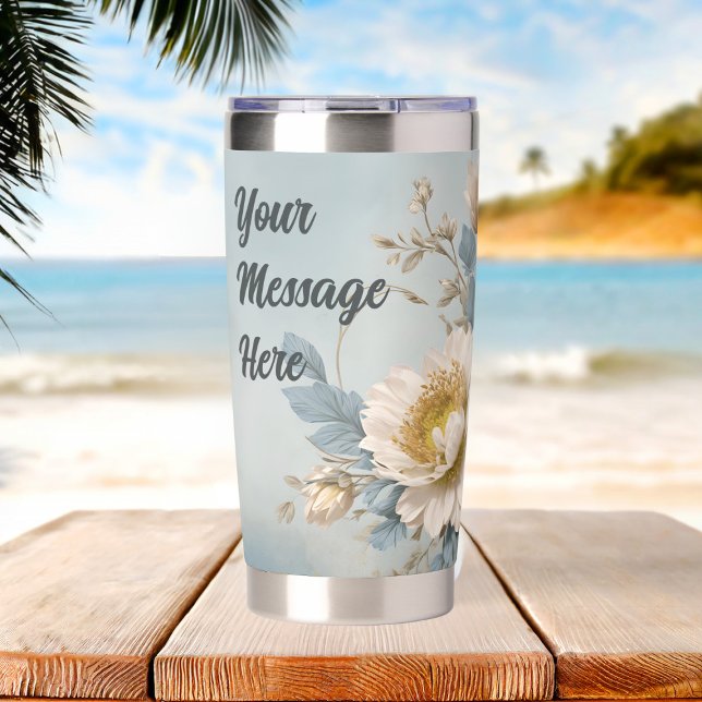 Elegant Blue Floral Birthday Party  Insulated Tumbler (Creator Uploaded)