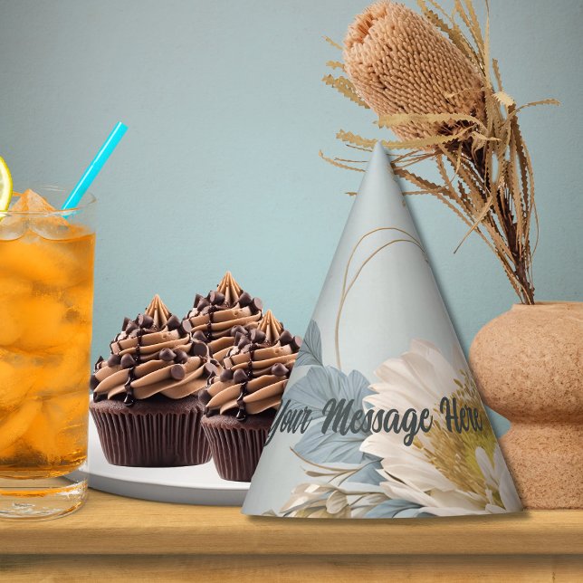 Elegant Blue Floral Birthday Party  Party Hat (Creator Uploaded)