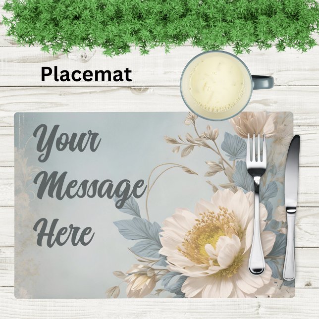 Elegant Blue Floral Birthday Party  Placemat (Creator Uploaded)