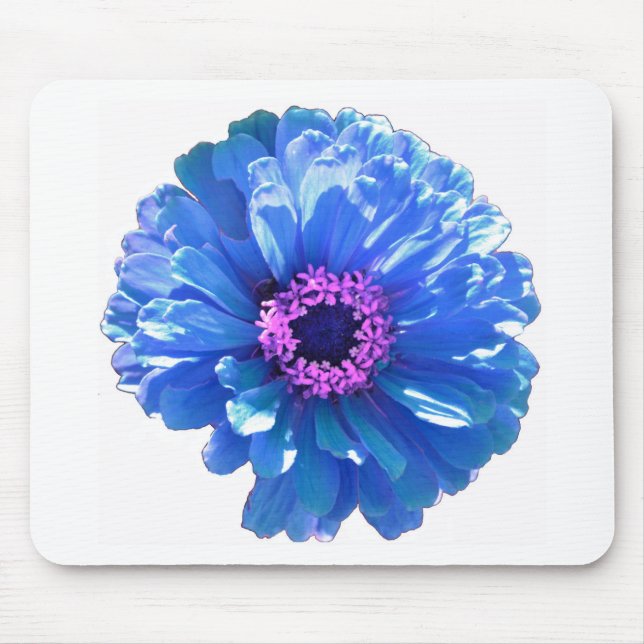 Elegant blue floral blue daisy mouse pad (Front)