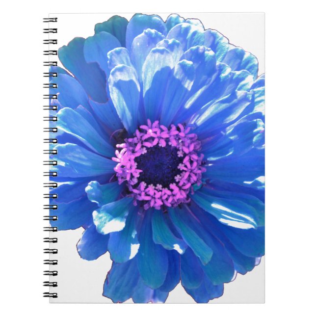 Elegant blue floral blue daisy notebook (Front)
