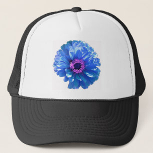 Elegant blue floral blue daisy trucker hat