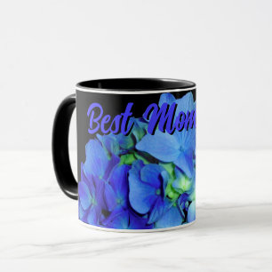 Elegant blue floral blue roses blue hydrangeas mug