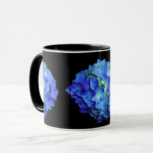 Elegant blue floral blue roses blue hydrangeas mug