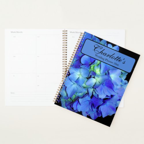 Elegant blue floral blue roses blue hydrangeas  planner