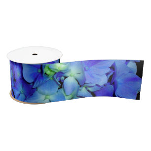 Elegant blue floral blue roses blue hydrangeas  satin ribbon
