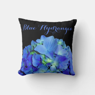 Elegant blue floral blue roses blue hydrangeas  throw pillow