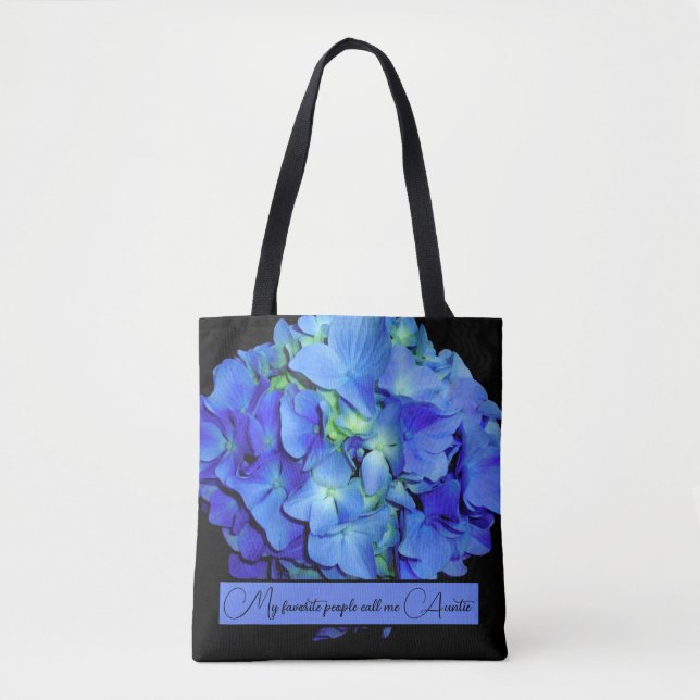 Elegant blue floral blue roses blue hydrangeas  tote bag (Front)
