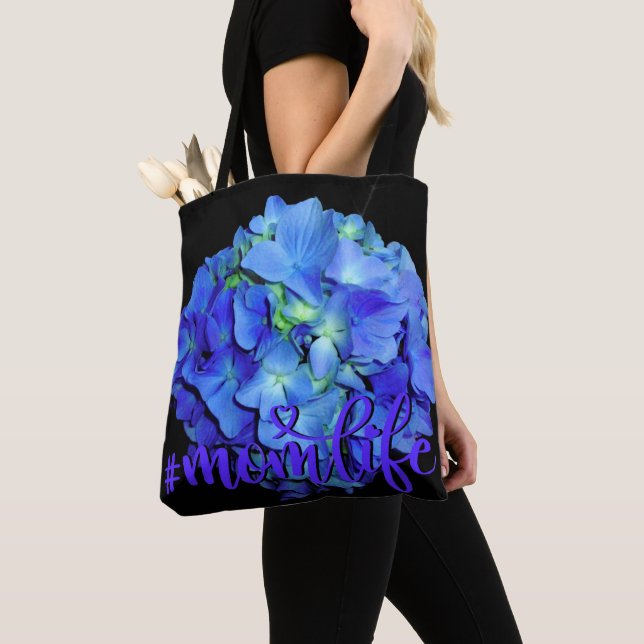 Elegant blue floral blue roses blue hydrangeas  tote bag (Close Up)