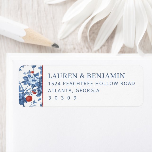 Elegant Blue Floral Border Label (Insitu)