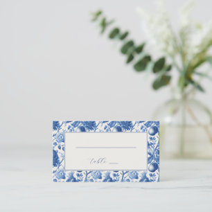 Elegant Blue Floral Border Place Card