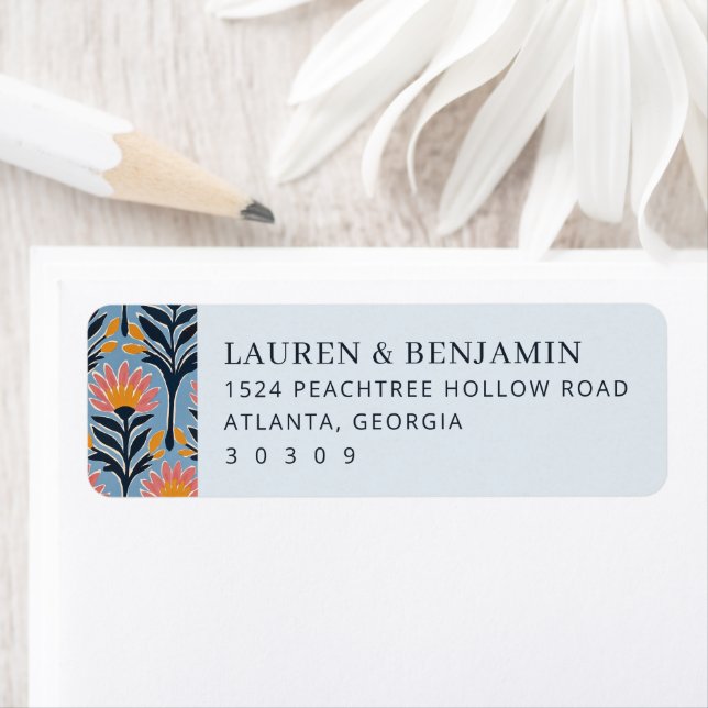 Elegant Blue Floral Borders Label (Insitu)
