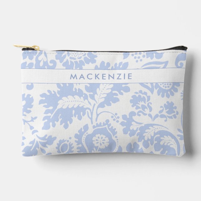 Elegant Blue Floral Botanical Accessory Pouch (Front)