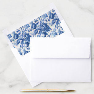 Elegant Blue Floral Botanical Envelope Liner