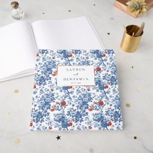 Elegant Blue Floral Botanical Guest Book