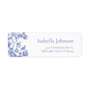 Elegant Blue Floral Botanical Return Address Label