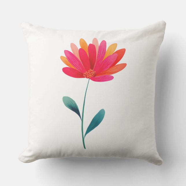 Elegant Blue Floral Botanical Throw Pillow (Front)