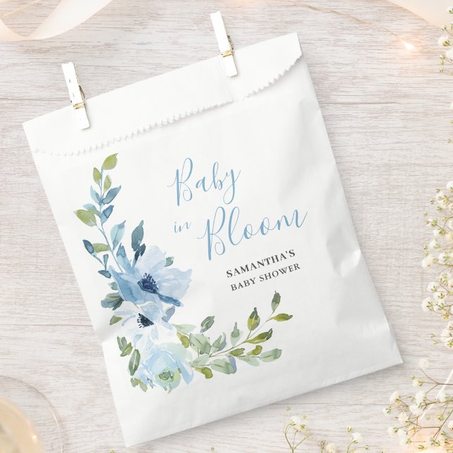 Elegant Blue Floral Boy Baby In Bloom Shower  Favor Bag (Creator Uploaded)