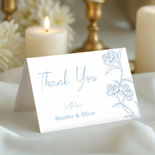 Elegant Blue Floral Bridal Shower Appreciation Thank You Card