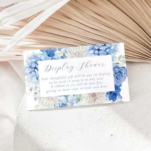 Elegant Blue Floral Bridal Shower Enclosure Card