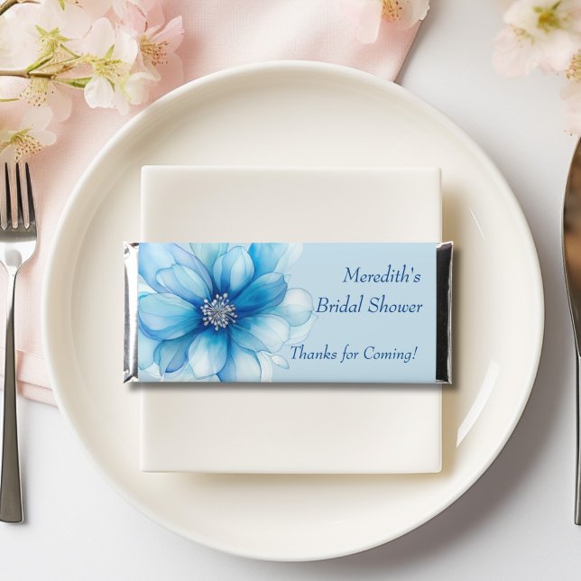 Elegant Blue Floral Bridal Shower Hershey Bar Favors (Creator Uploaded)