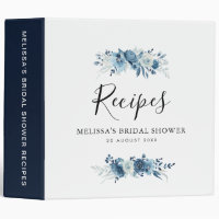 elegant blue floral bridal shower recipe book