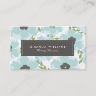 Elegant Blue Floral Business Cards