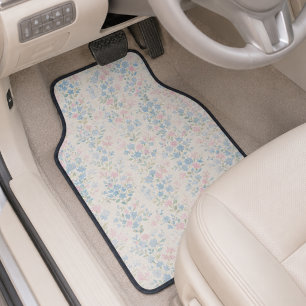 Elegant Blue Floral Car Floor Mat