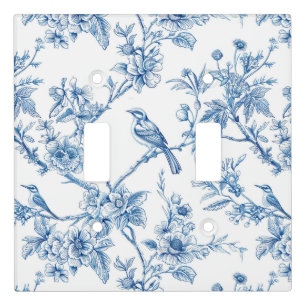 Elegant Blue Floral Chinoiserie  Light Switch Cover
