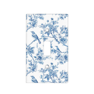 Elegant Blue Floral Chinoiserie Light Switch Cover