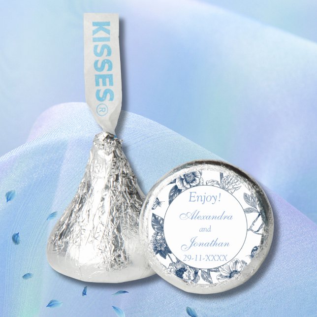 Elegant Blue Floral Chinoiserie Wedding  Hershey®'s Kisses® (Creator Uploaded)