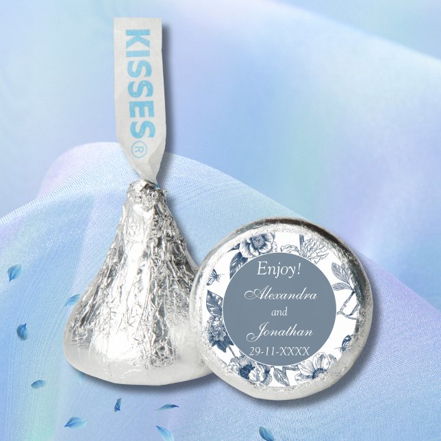 Elegant Blue Floral Chinoiserie Wedding  Hershey®'s Kisses® (Creator Uploaded)