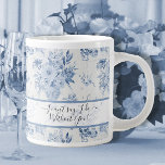Elegant Blue Floral Classic Bridesmaid Proposal  Giant Coffee Mug<br><div class="desc">BRIDESMAID PROPOSAL personalized keepsake gift. Elegant blue and white watercolor floral in a vintage Chinoiserie, Asian Influence style. Classic, traditional and yet wonderfully modern and trendy design was painted and graphically designed by internationally licensed artist and designer, Audrey Jeanne Roberts ©. Audrey Jeanne's artwork is available for licensing through MHS...</div>