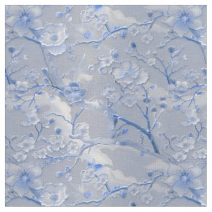 Elegant blue floral cloisonne fabric