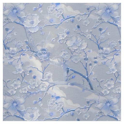 Elegant blue floral cloisonne fabric