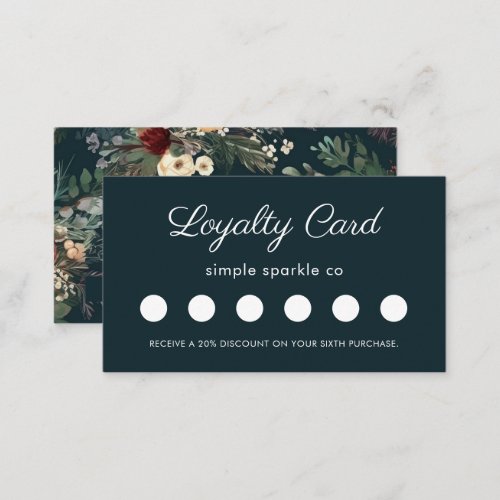 Elegant Blue Floral Customer Loyalty Card