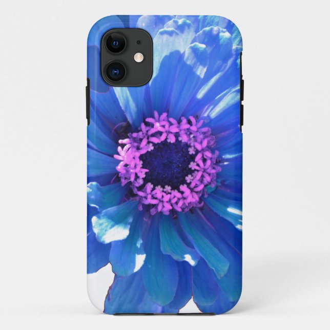 Elegant blue floral daisy zinnia dahlia Case-Mate iPhone case (Back)