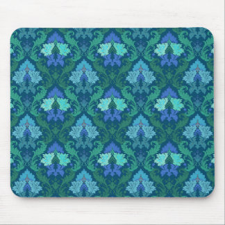 Elegant Blue Floral Damask Mouse Pad
