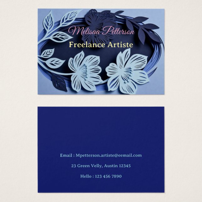 Elegant Blue Floral Design (Front & Back)