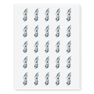 Elegant Blue Floral Design Temporary Tattoos