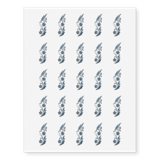 Elegant Blue Floral Design Temporary Tattoos